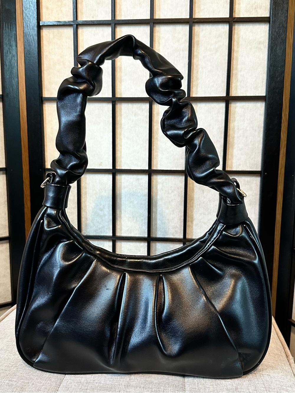 3AM Forever Black Ruched Shoulder Bag
